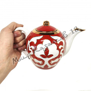 Чайник фарфоровый круглый 1 л «Пахта» (красная)