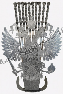 Подставка для шампуров «Держава», эмблема «герб», цвет: серебро