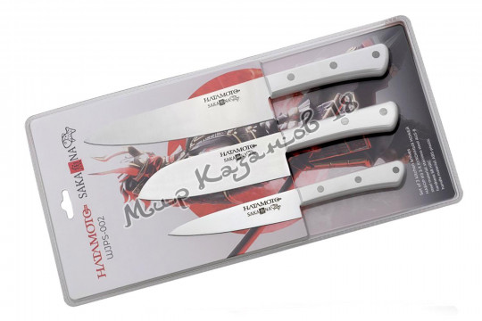 Набор кухонных ножей Hatamoto Sakana WJPS-002, 3 ножа, сталь AUS-8, Япония