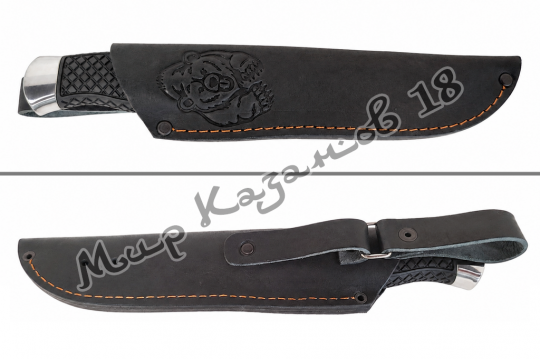 Нож КУНАК, ручка резина, кожаный чехол, сталь 95Х18