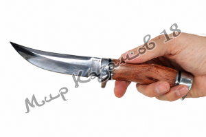 Нож РЫСЬ, ручка дерево, кожаный чехол, сталь 95Х18