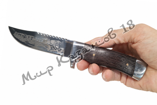 Нож ТАЙГА, ручка дерево, кожаный чехол, сталь 95Х18